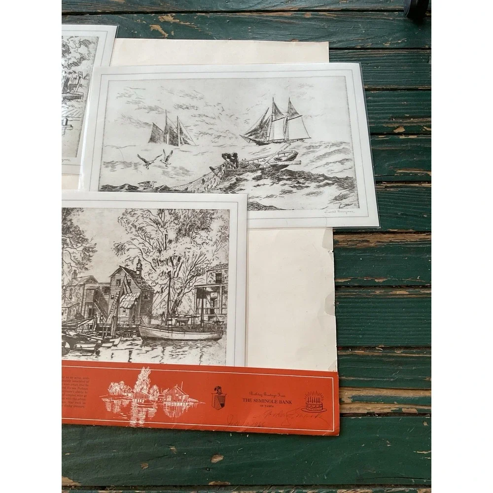 Lionel‎ Barrymore Art Treasure Dinner Mats And Costers Sailing/Sailboats Vintage